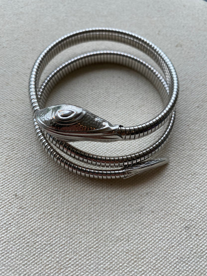 Silver Coiled Snake Bracelet