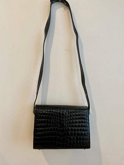 Faux Crocodile Skin Box Bag