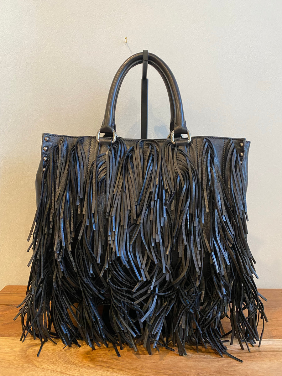 Prada Nappa Fringe Tote Nero Black