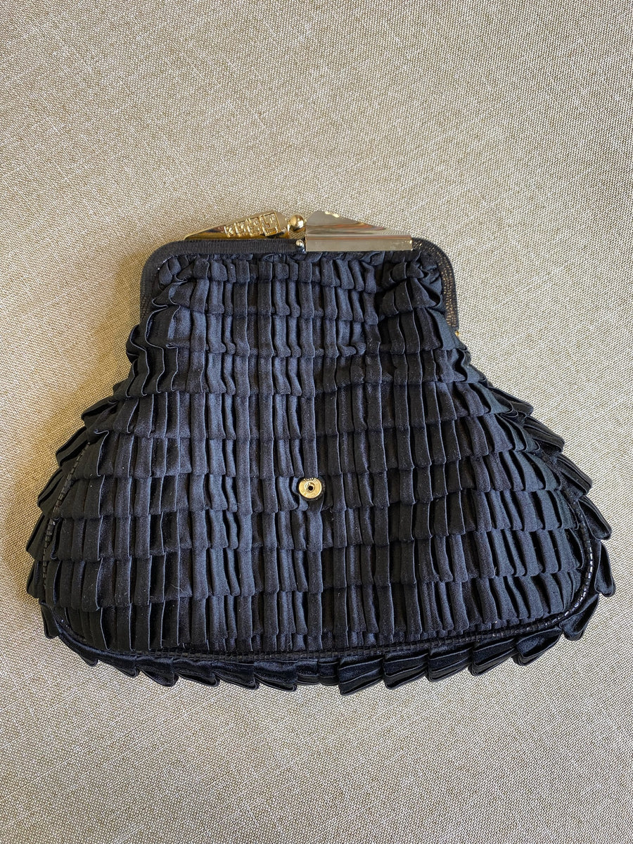 Fendi, Rhinestone Black Satin Clutch, 8