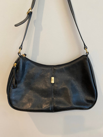 Etienne Aigner Black shoulder purse with genuine leather, 1990's