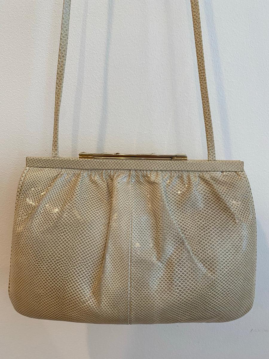 Vintage Susan Gail beige snakeskin clutch