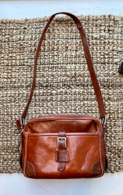 Brown Leather Messenger Handbag