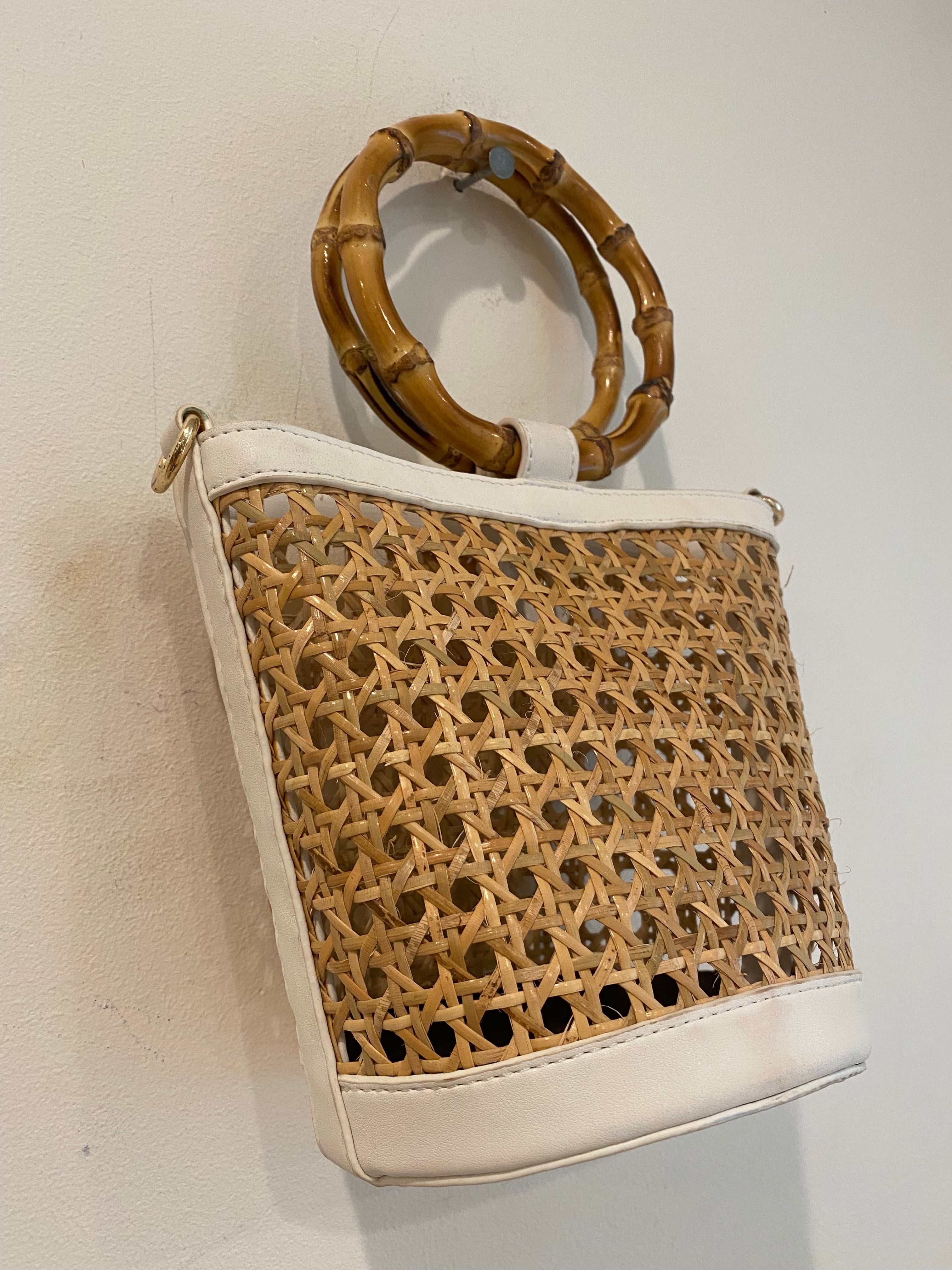 Mini Wicker Bag with Bamboo Handles