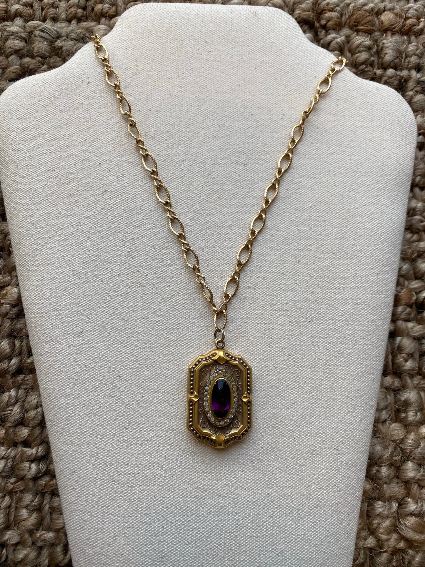 Antique Locket with purple stone, 1920's