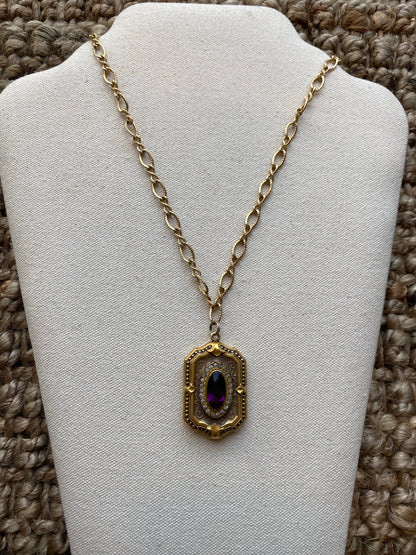 Antique Locket with purple stone, 1920's