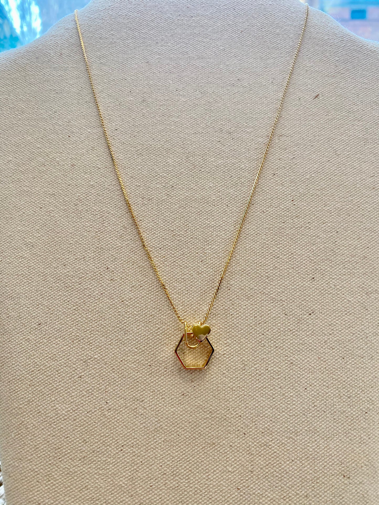 Heart and Hexagon Necklace