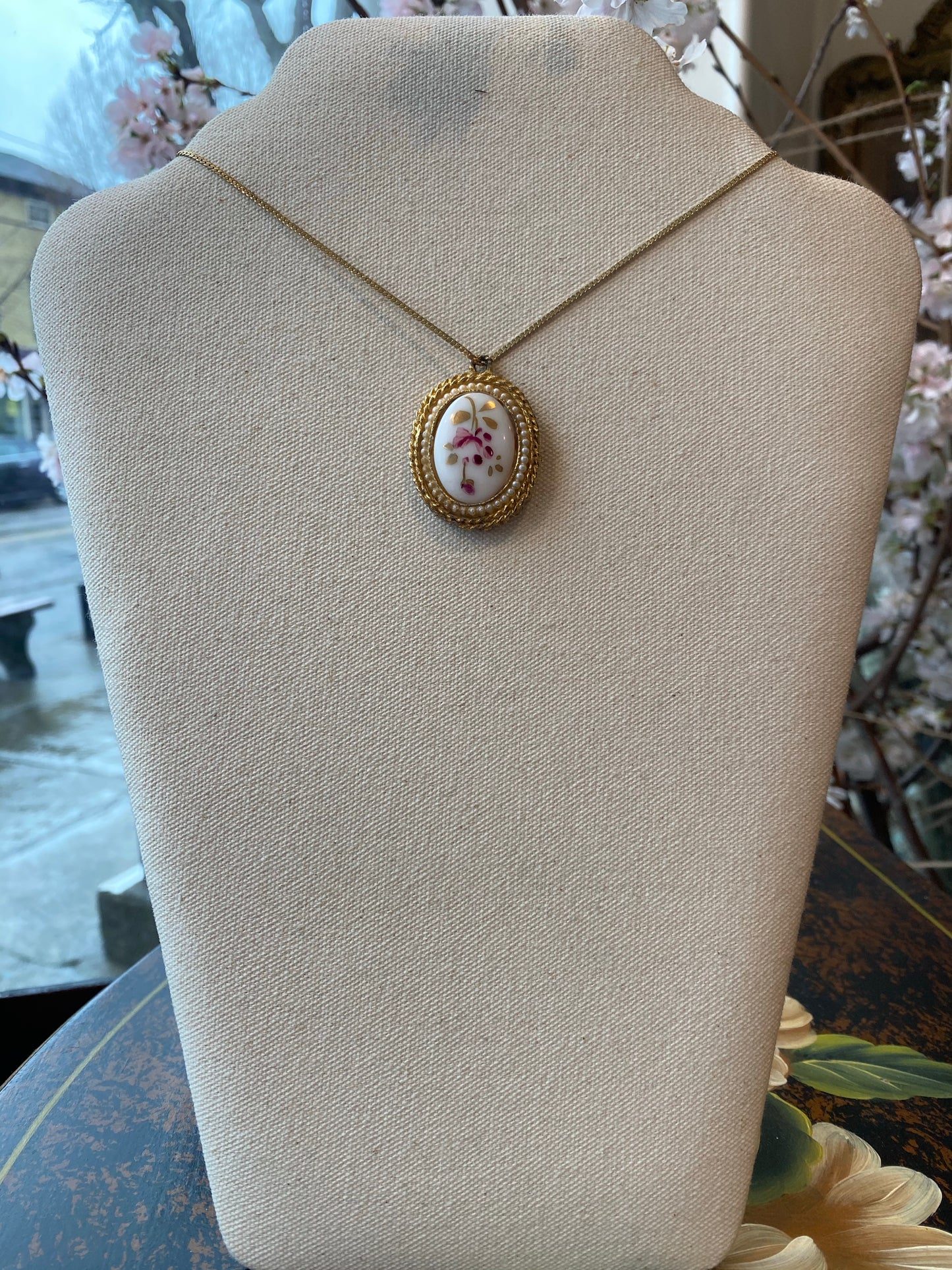 Floral Cameo Necklace