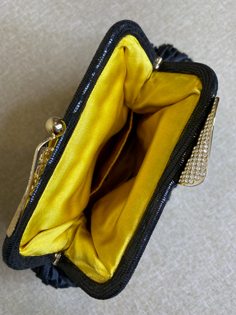 Fendi, Rhinestone Black Satin Clutch, 8