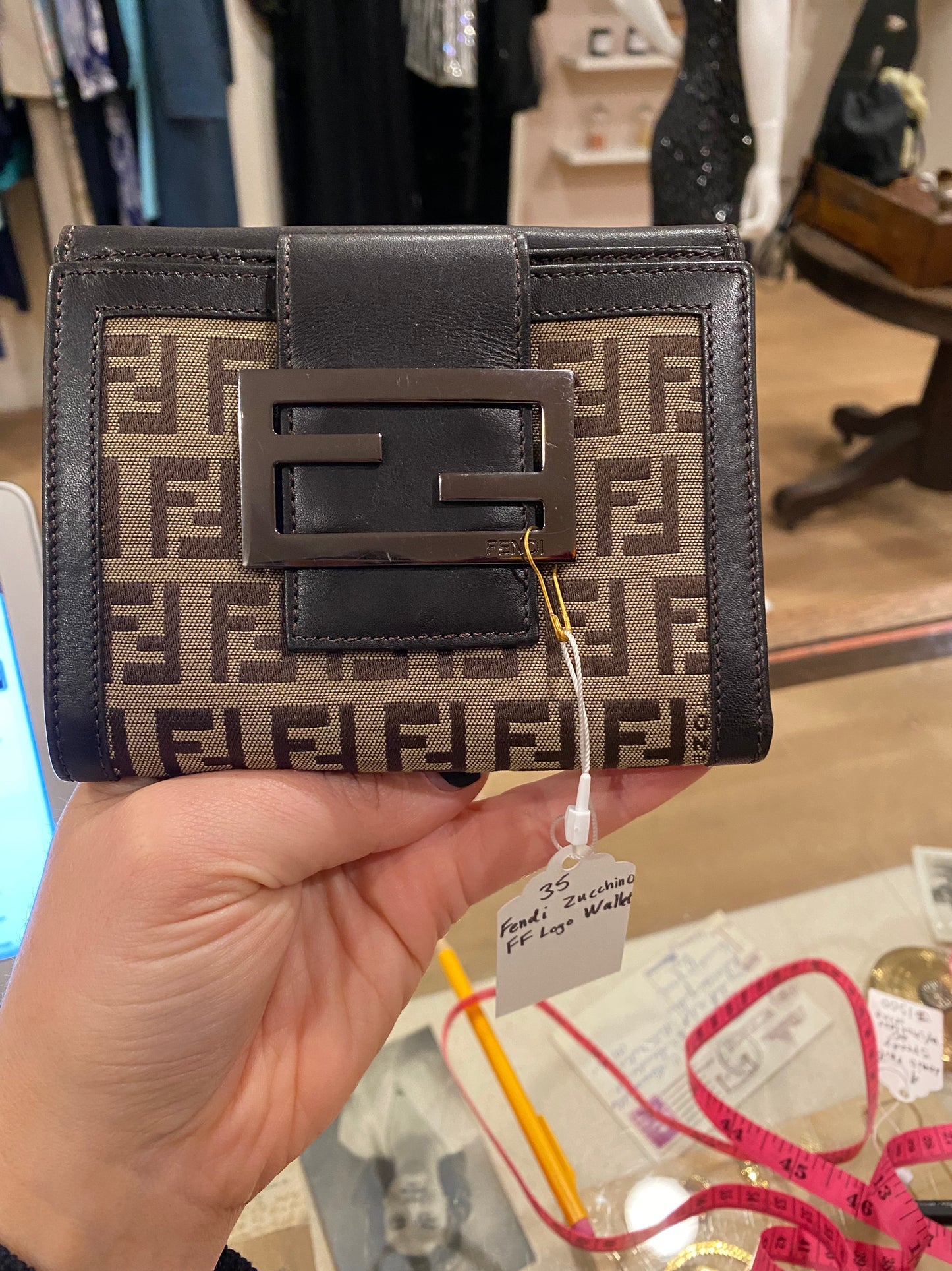 Fendi, Zucchino FF Logo Compact Wallet, 35