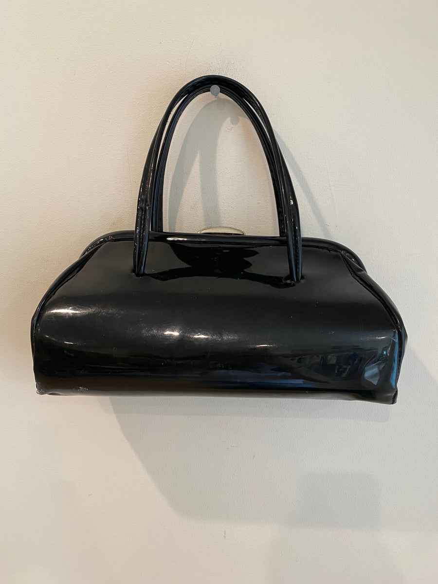 Black Patent Leather Bag, 1950's