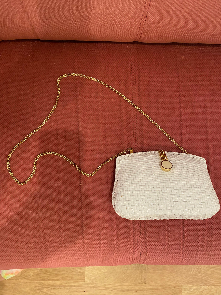 1960's White Woven Purse