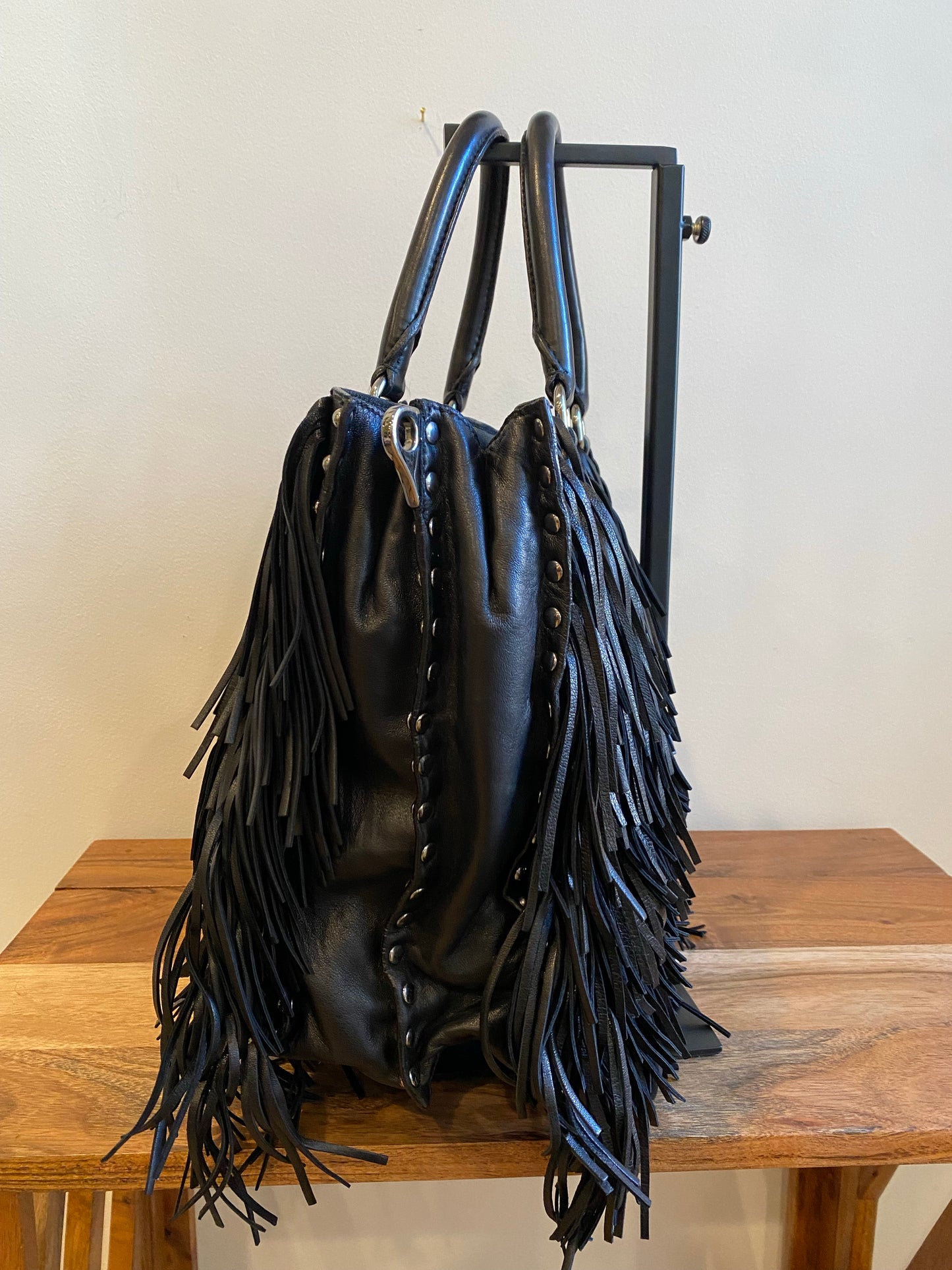 Prada Nappa Fringe Tote Nero Black