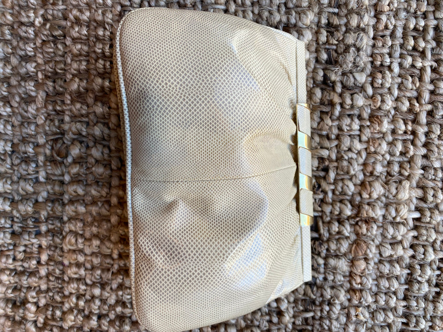 Vintage Susan Gail beige snakeskin clutch