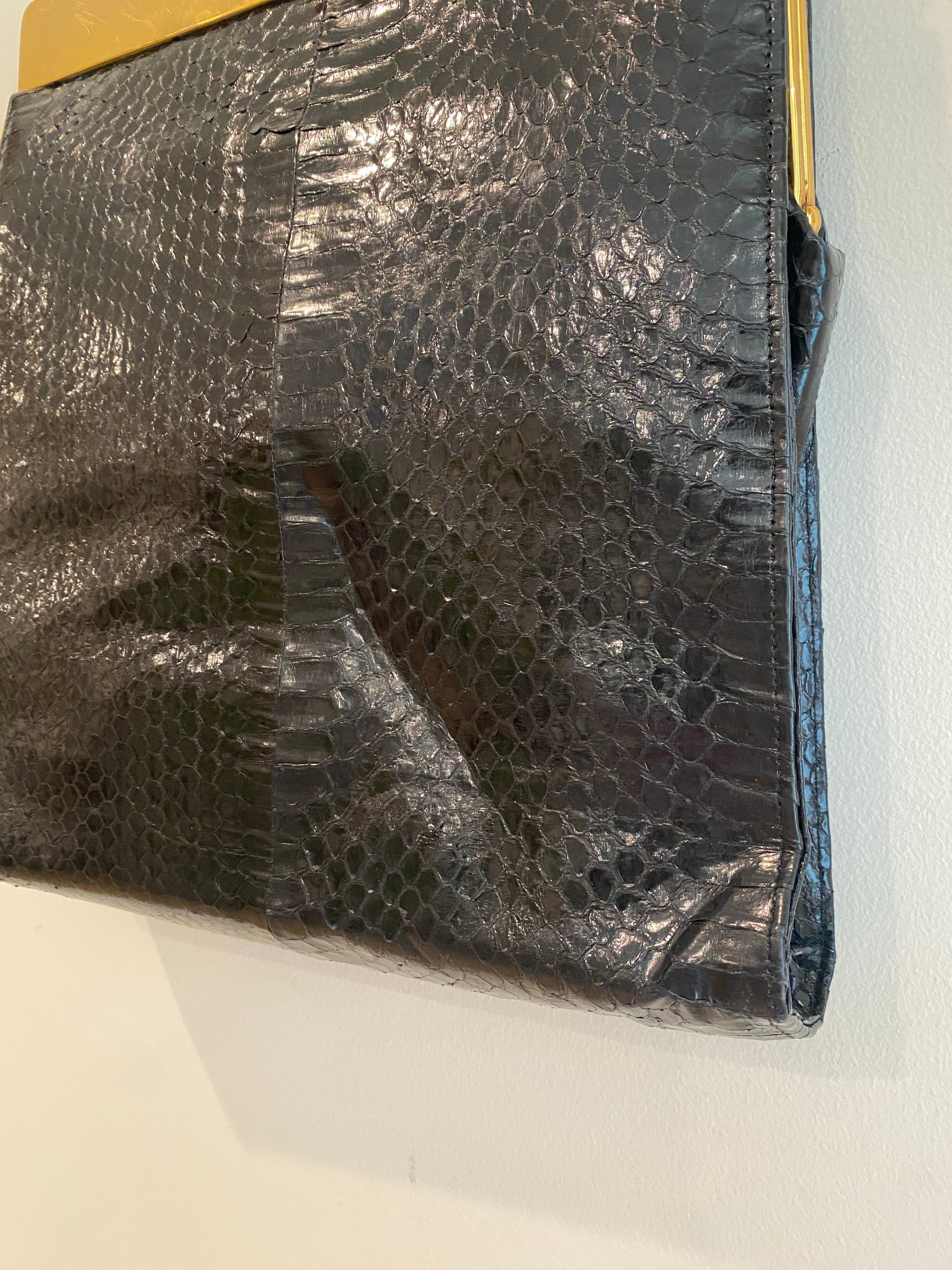 Black Lee Kee Croc Bag, 1950's