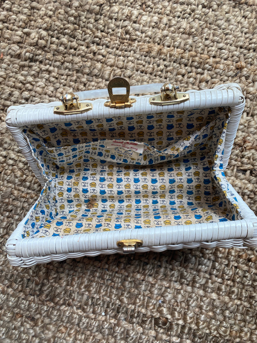 White Wicker Bag, 1960's