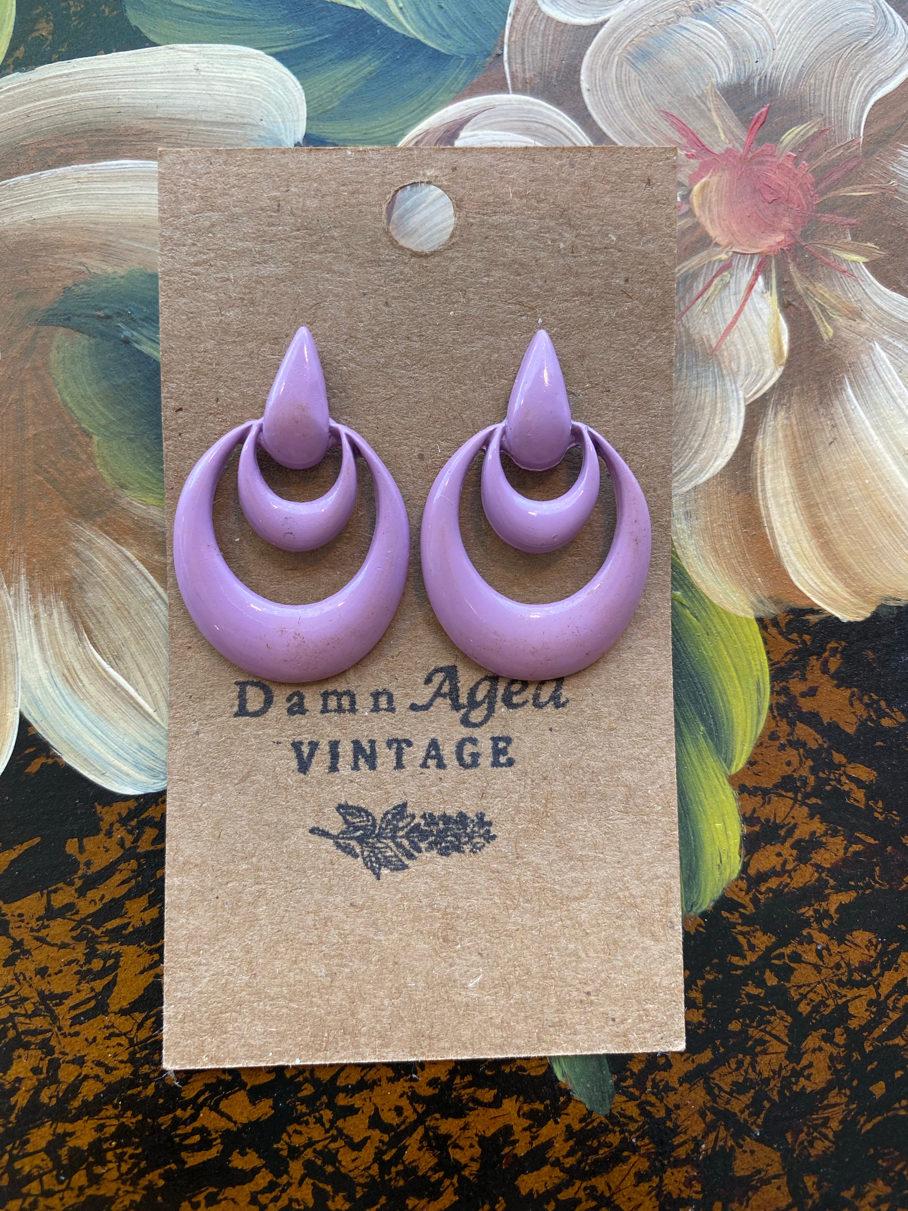 Purple Door Knocker Earrings