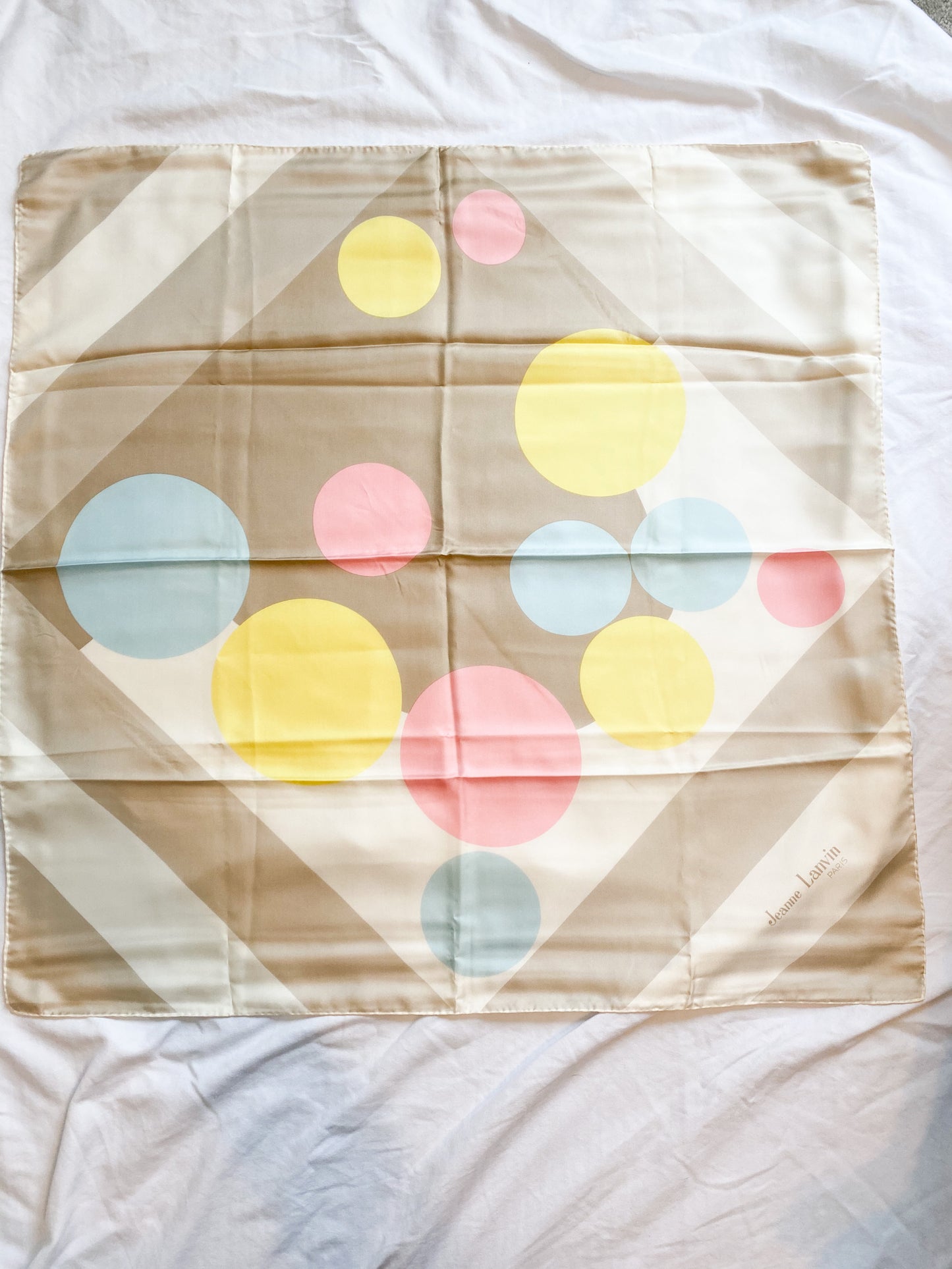 Pastel Polka Dot Vintage Scarf, 1960's