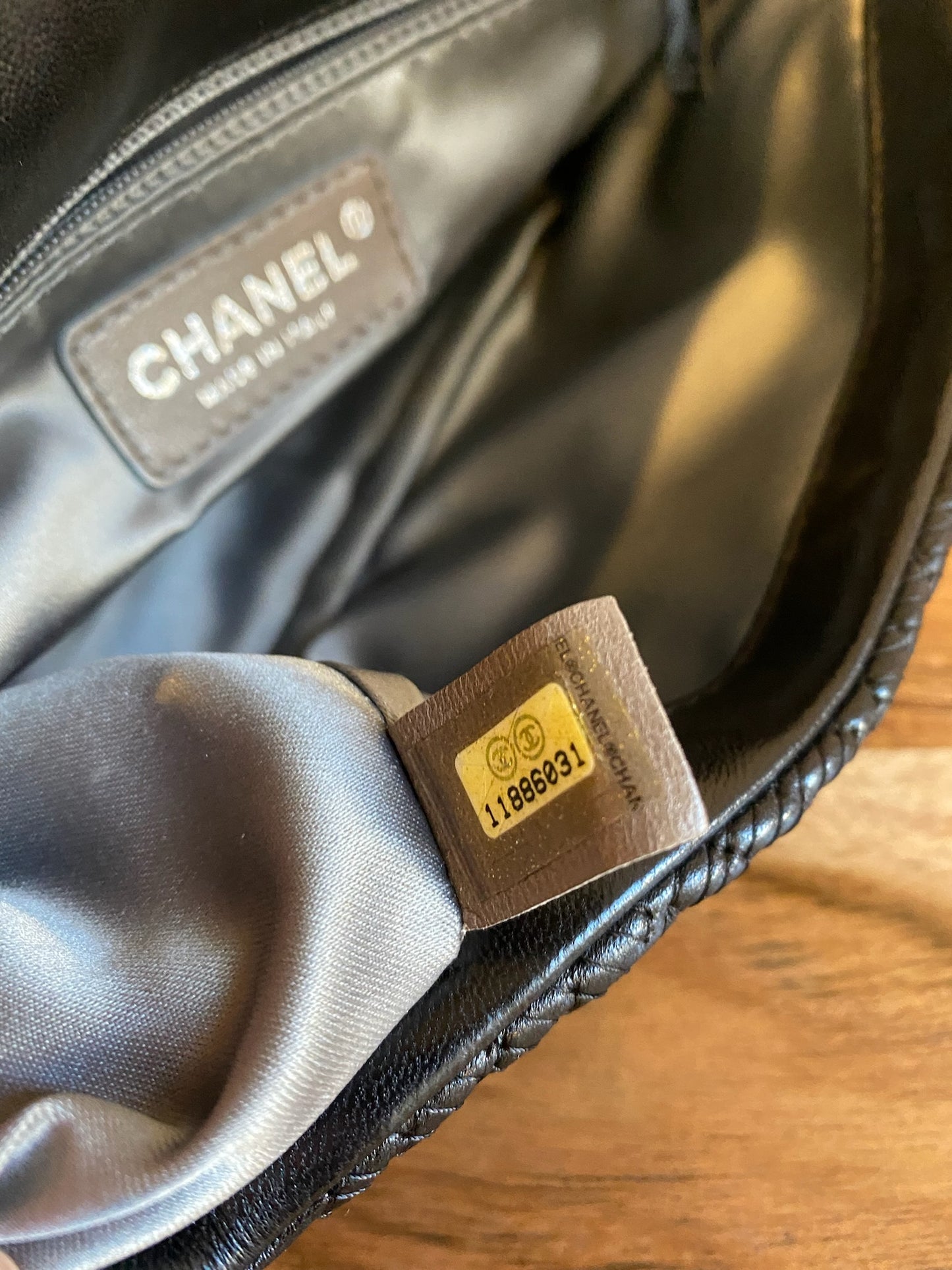 Chanel Black Woven Grid Leather Single Flap Bag