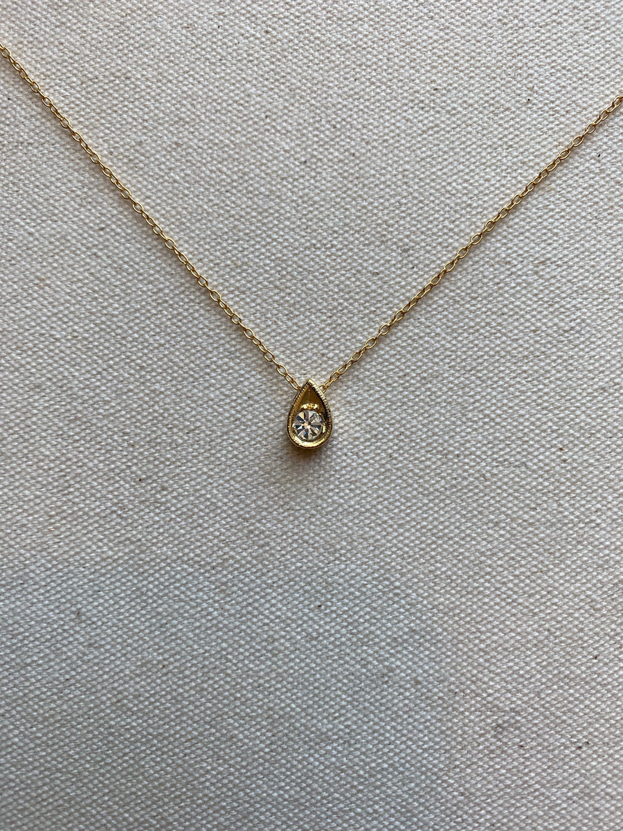 Tiny Crystal Drop Necklace