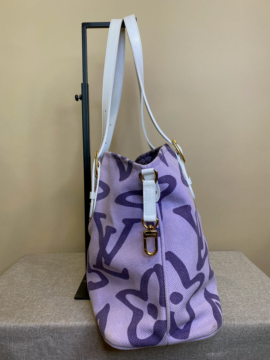 Louis Vuitton White and Purple Monogram Tahitienne Cabas PM, 9