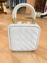 Vinyl Leather Wicker Handbag