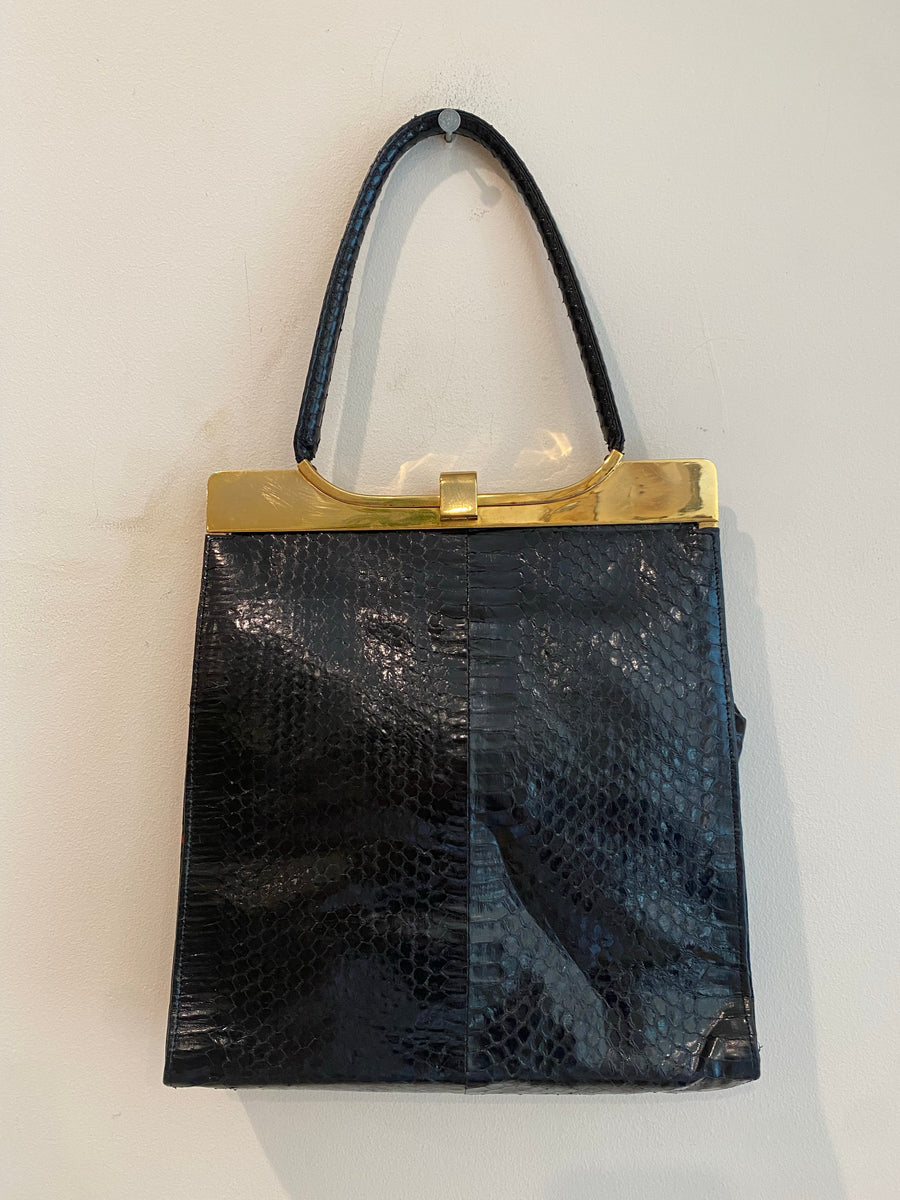 Black Lee Kee Croc Bag, 1950's