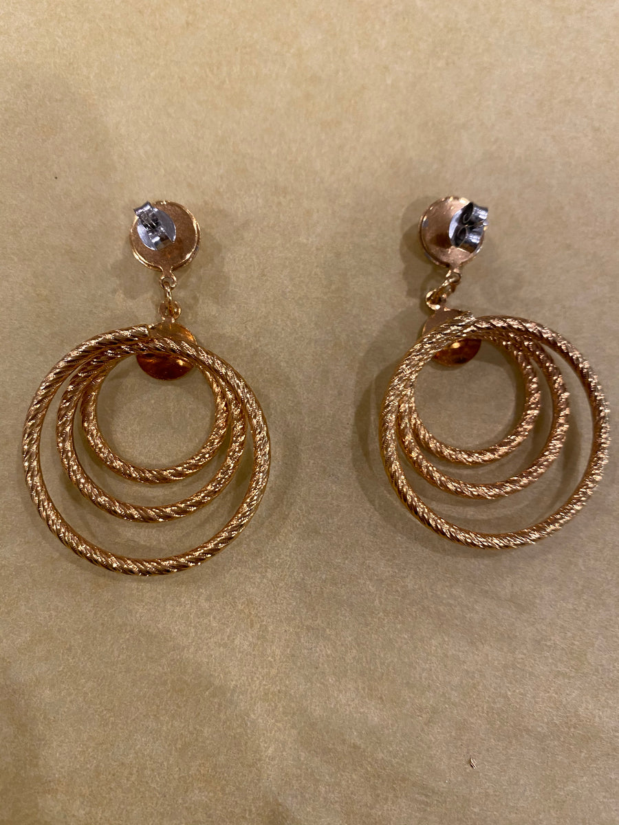 Gold Circle Drop Earrings