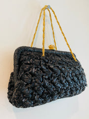 Black Raffia Purse