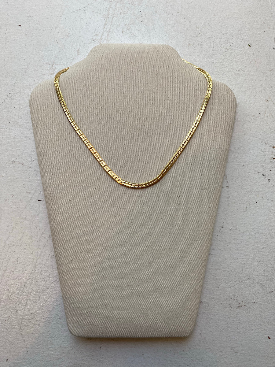 Thick Gold Herringbone Necklace