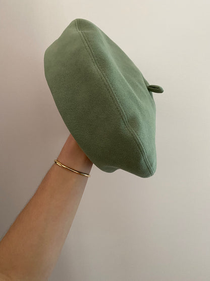 Faux suede green beret