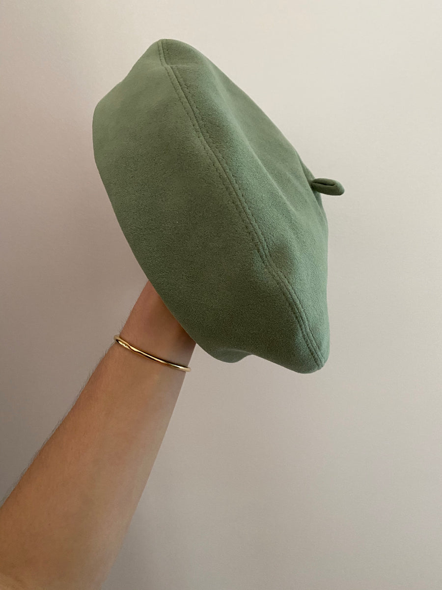 Faux suede green beret