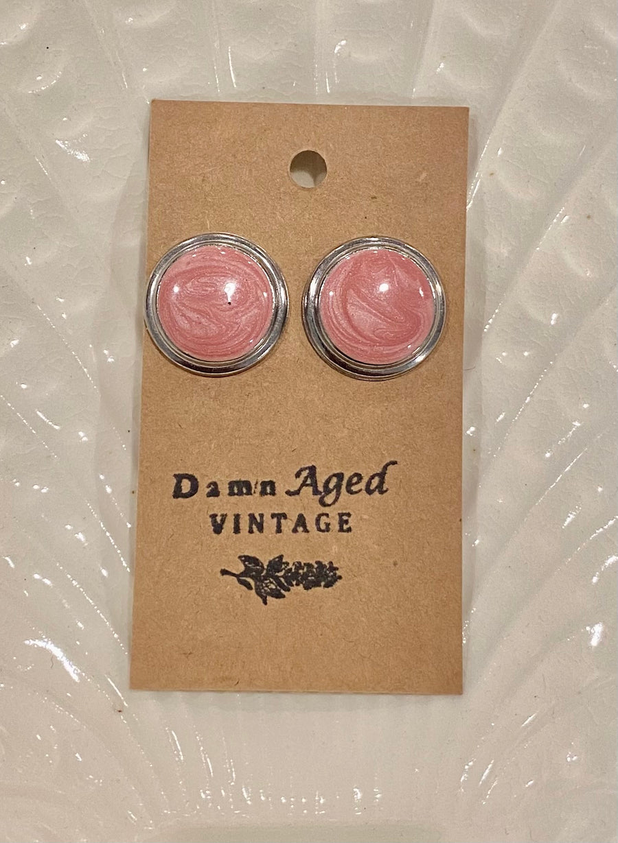 Pink Button Earrings