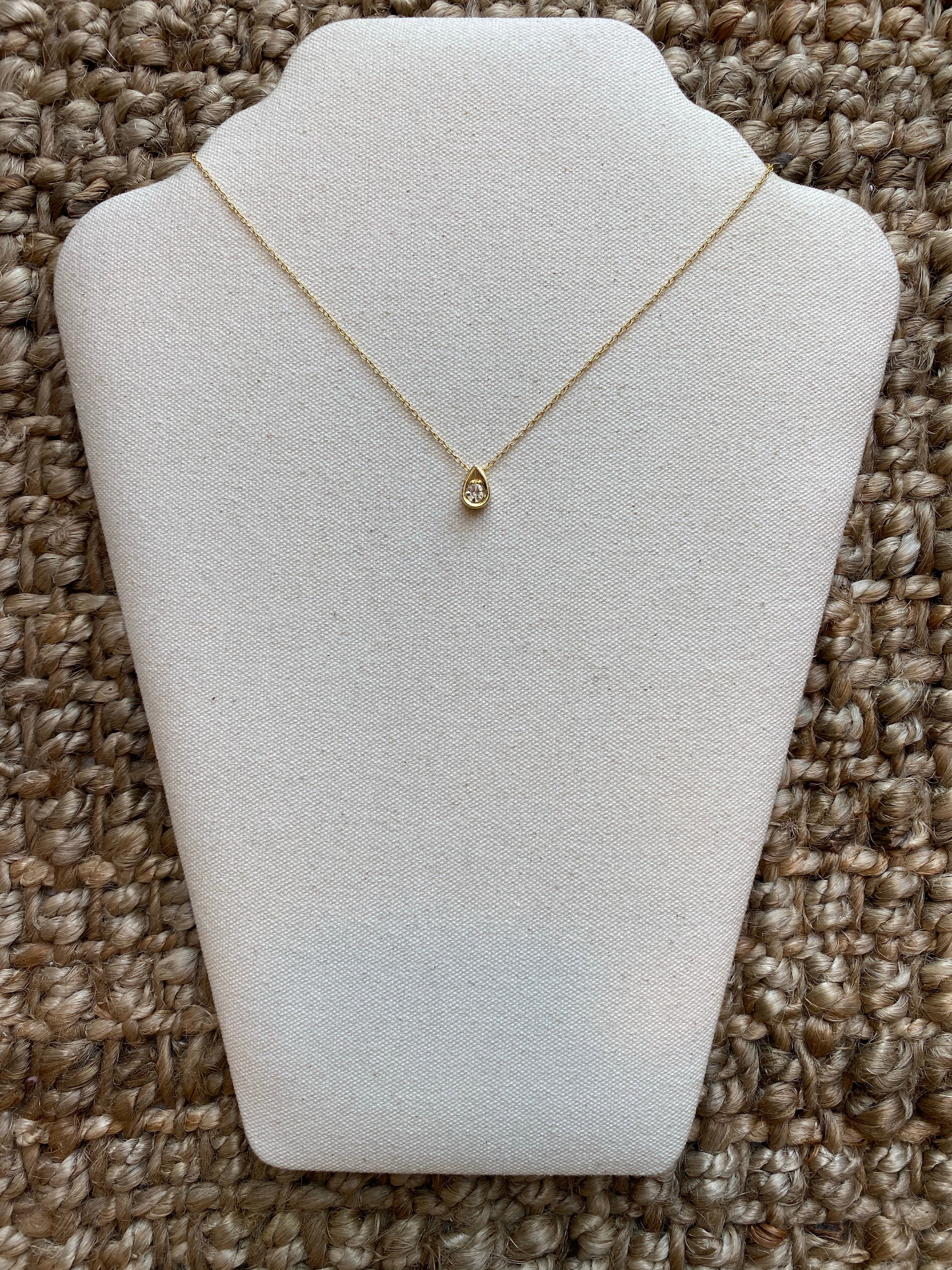 Tiny Crystal Drop Necklace