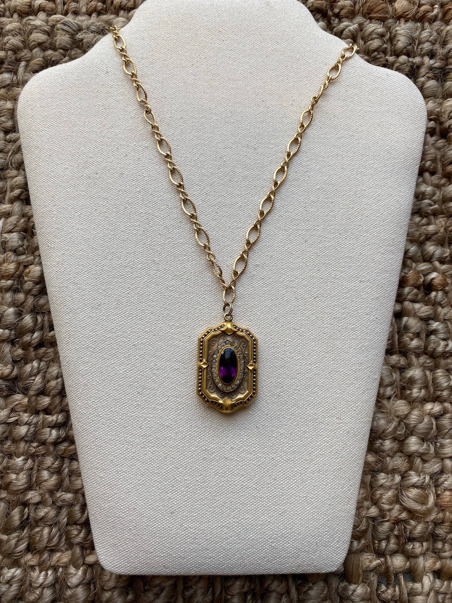 Antique Locket with purple stone, 1920's