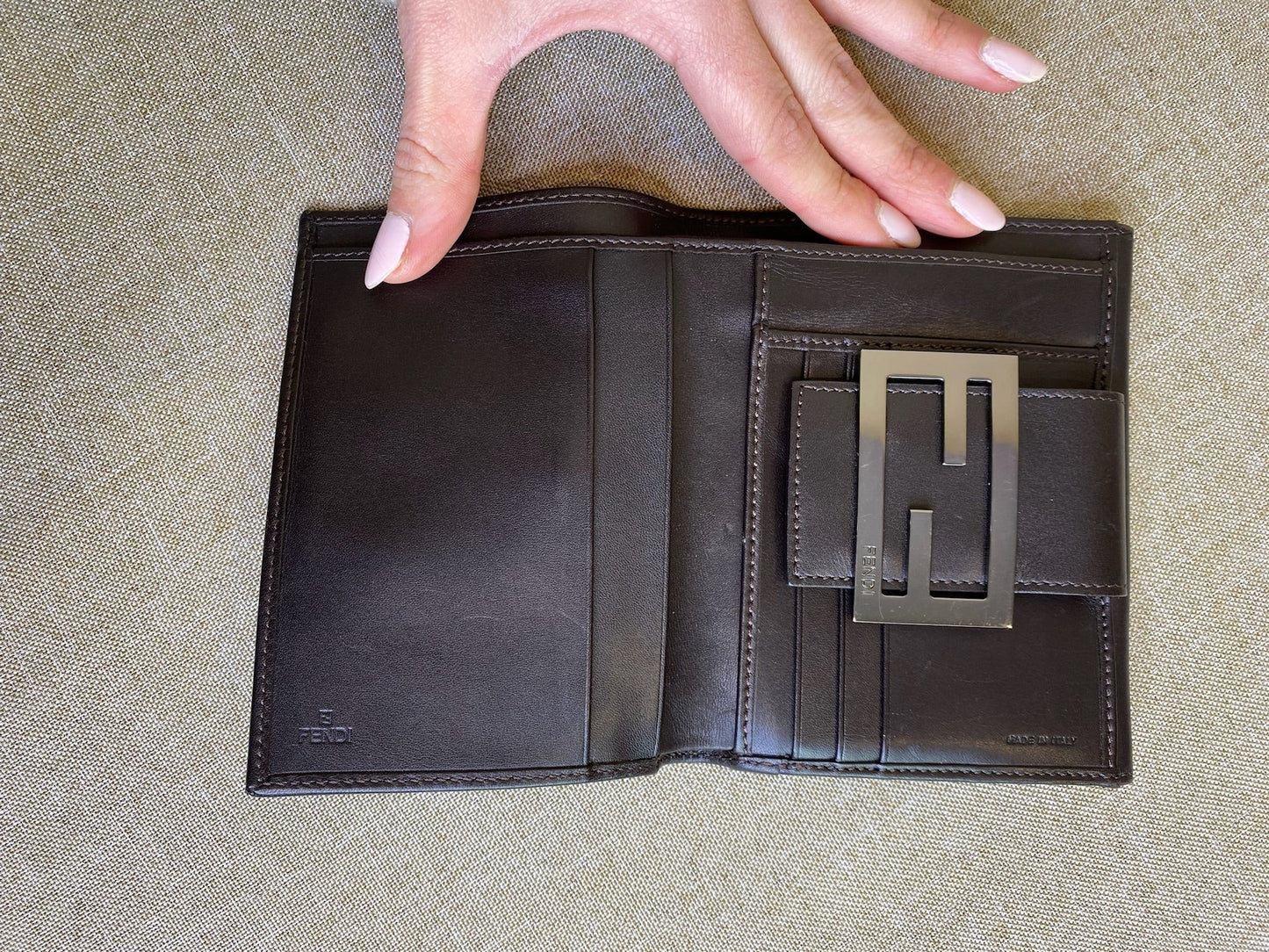 Fendi, Zucchino FF Logo Compact Wallet, 35