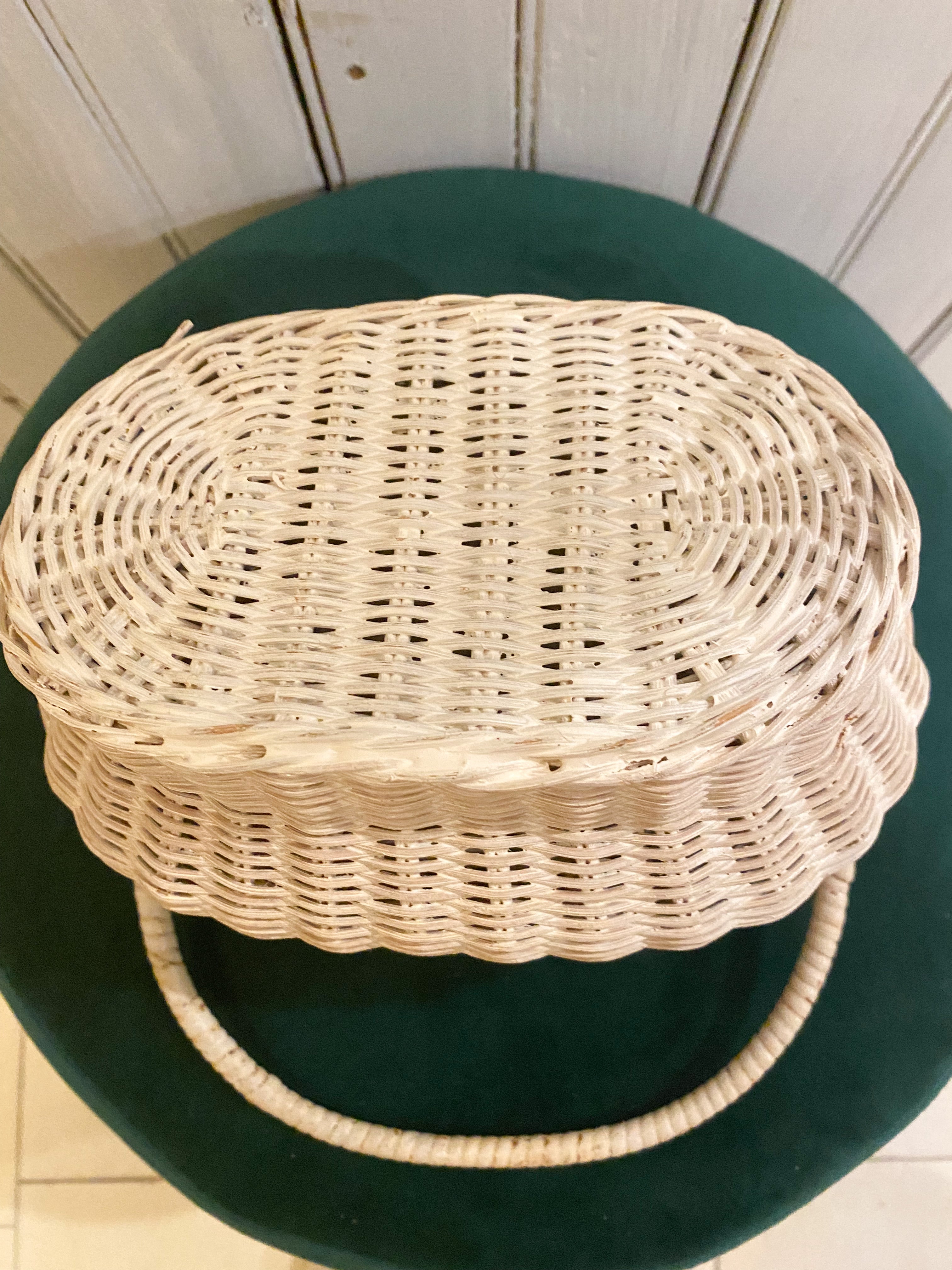 Mini White Picnic Basket Handbag