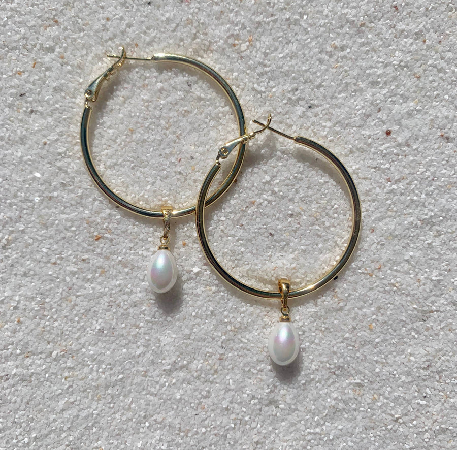 Pearl drop hoops