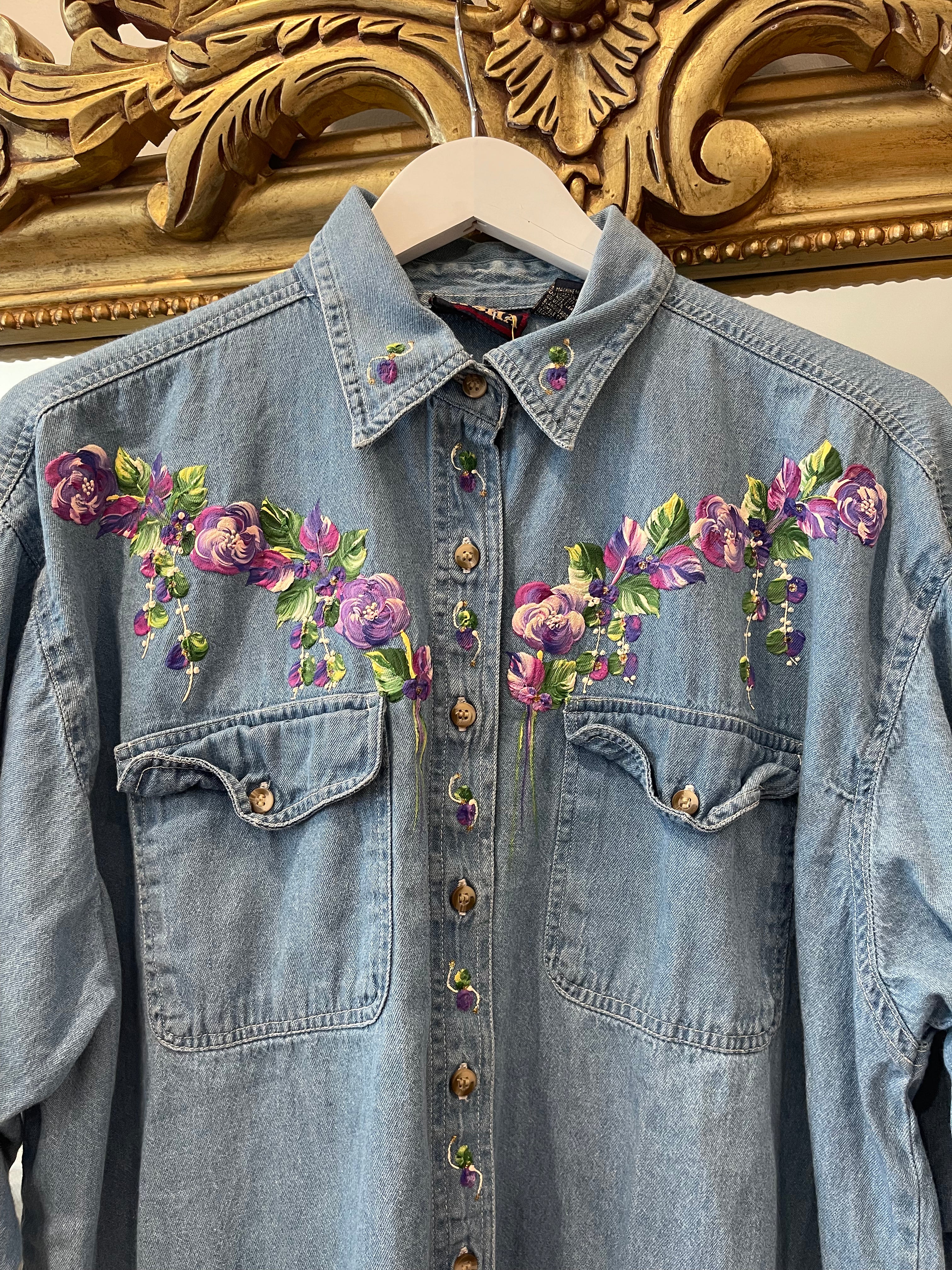 Painted Floral Denim, 1980's