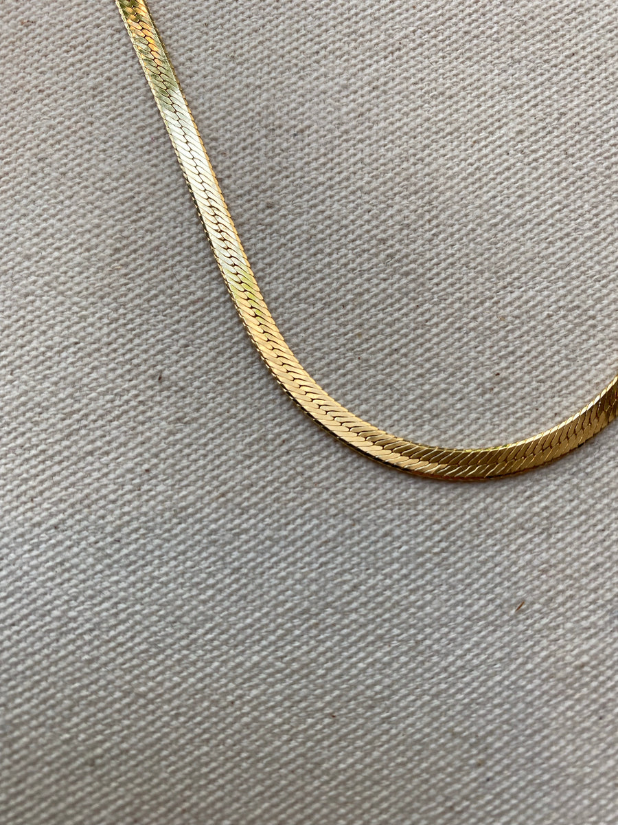 Thin Gold Herringbone Necklace