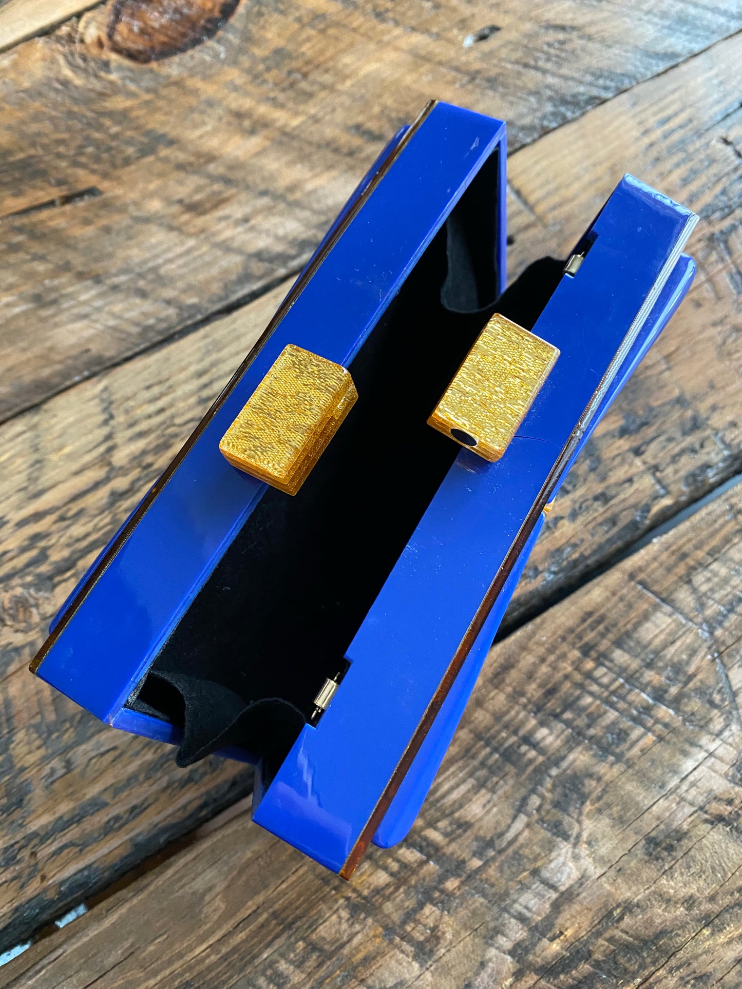 Royal Blue & Gold Box Clutch, 1960's