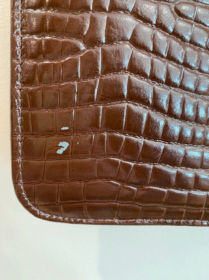 Brown Faux Crocodile Handbag