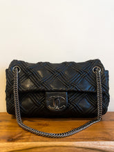 Load image into Gallery viewer, Chanel Black Woven Grid Leather Single Flap Bag