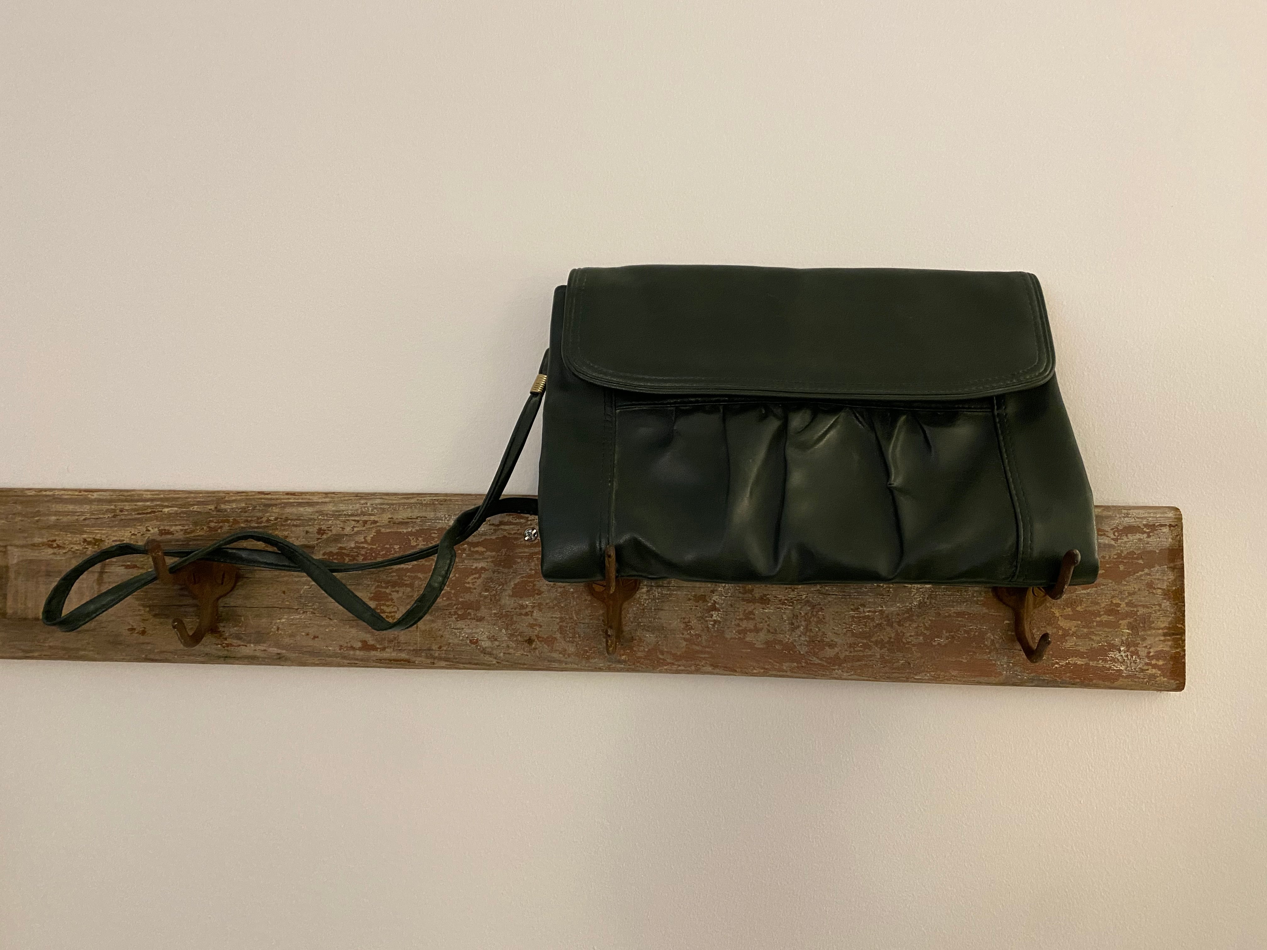 Olive Green Clutch with Shoulder Strap, 1990's