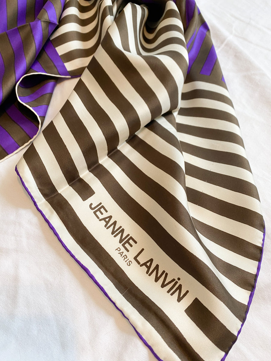 Purple Stripe Black and White Vintage Scarf, 1960's