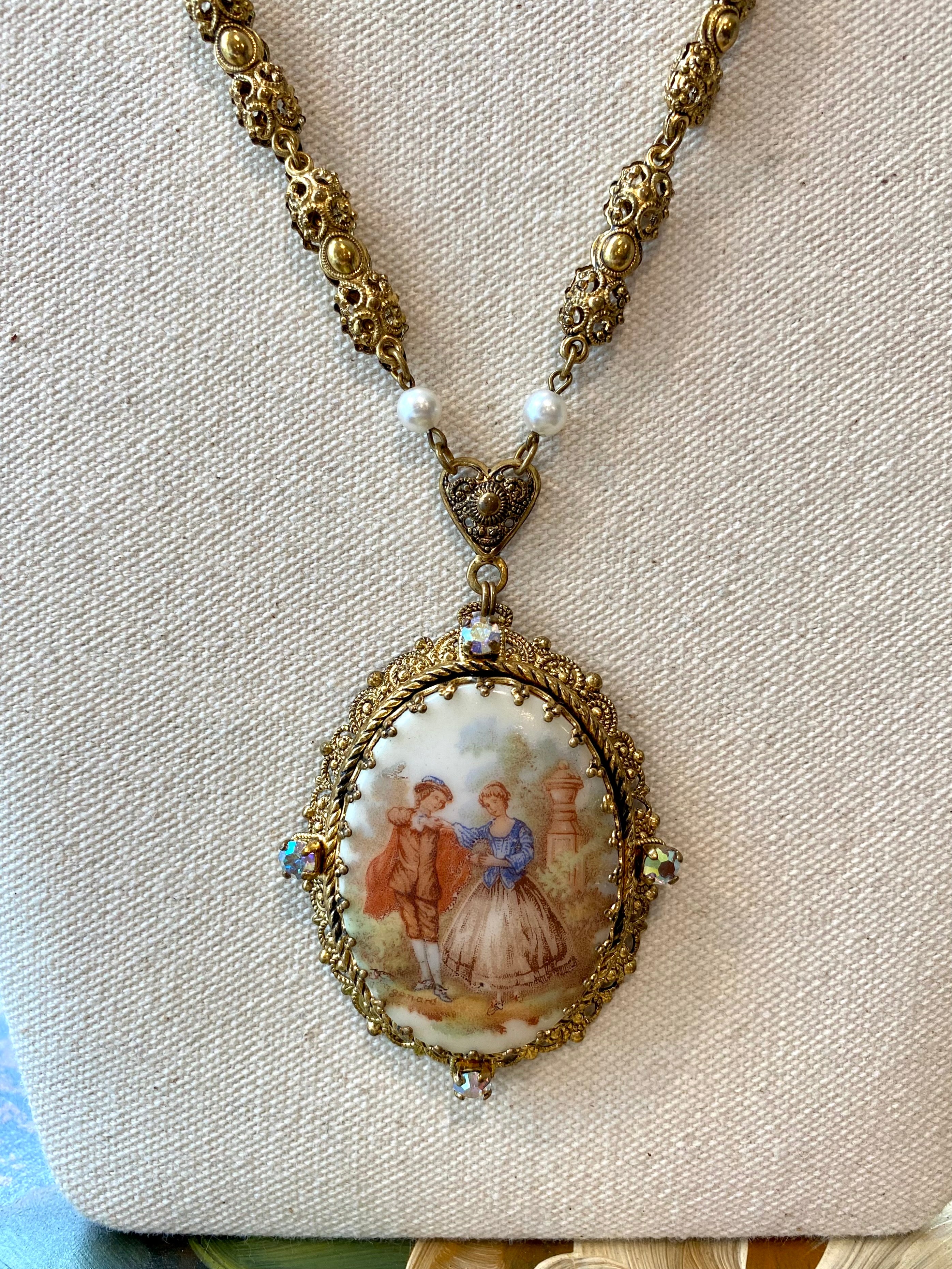 Painted Scene Pendant Necklace