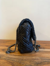 Load image into Gallery viewer, Chanel Black Woven Grid Leather Single Flap Bag
