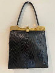 Black Lee Kee Croc Bag, 1950's