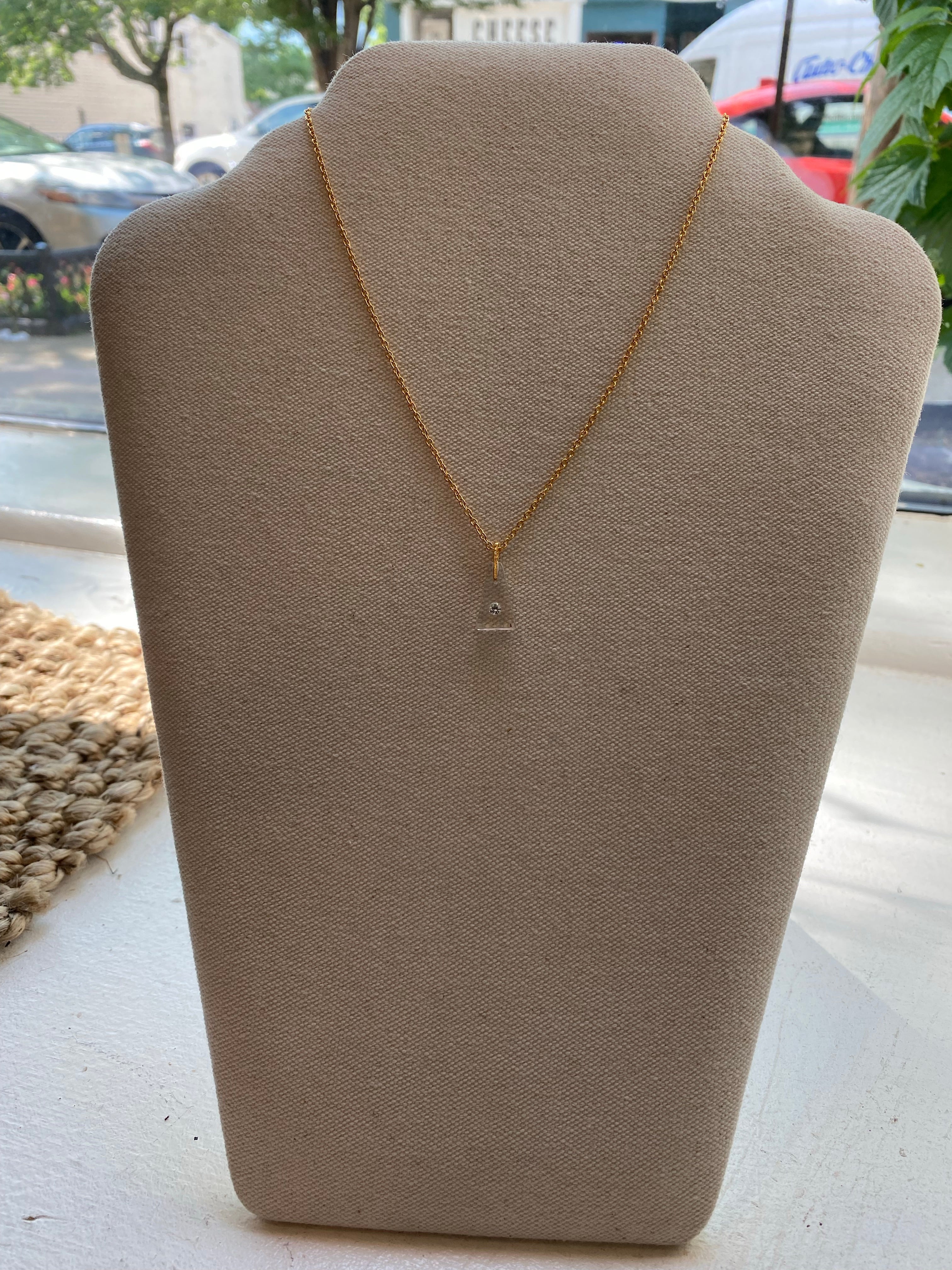 Lucite Crystal Drop Necklace