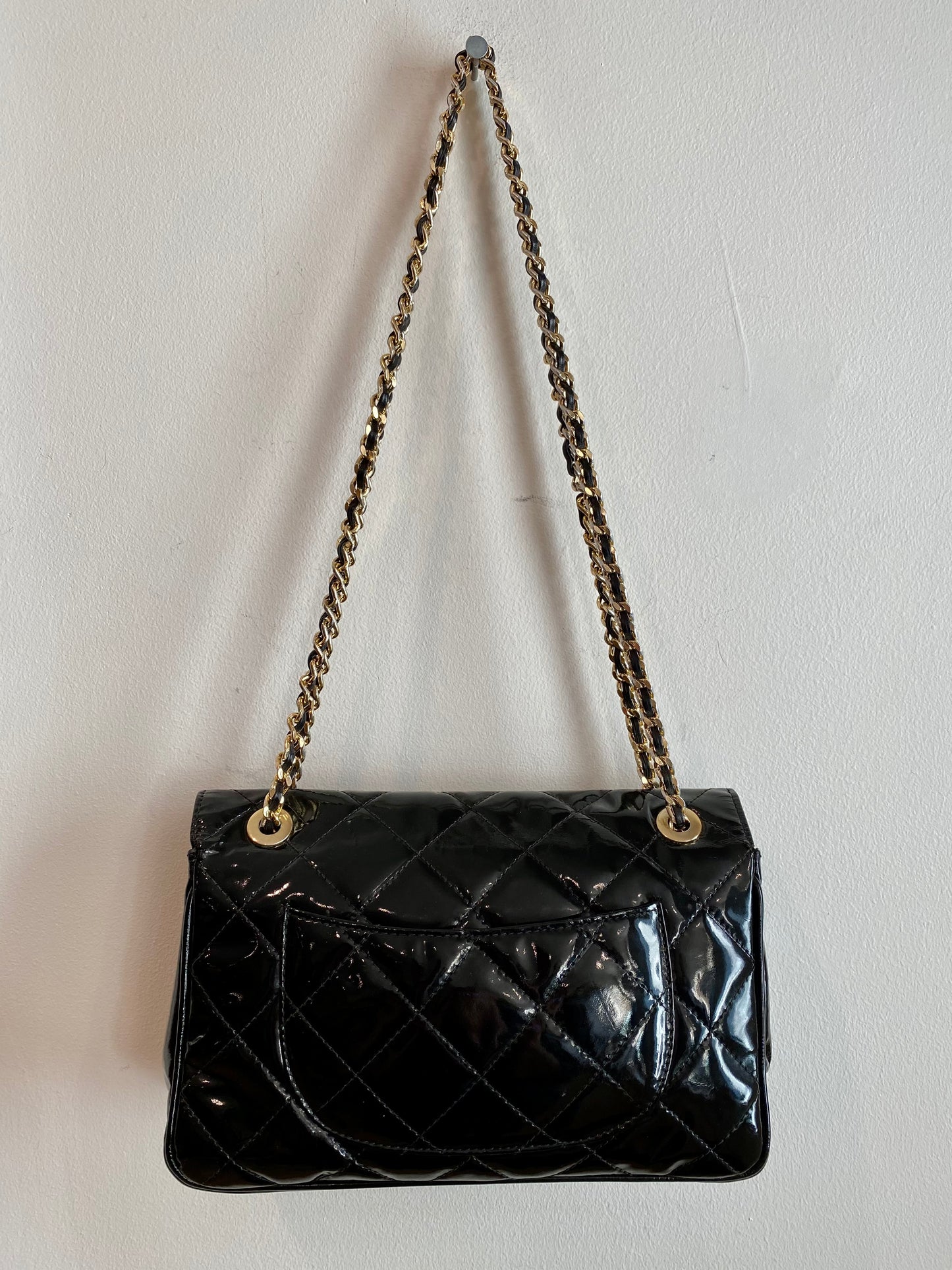 Black Patent Leather Quilted Bag